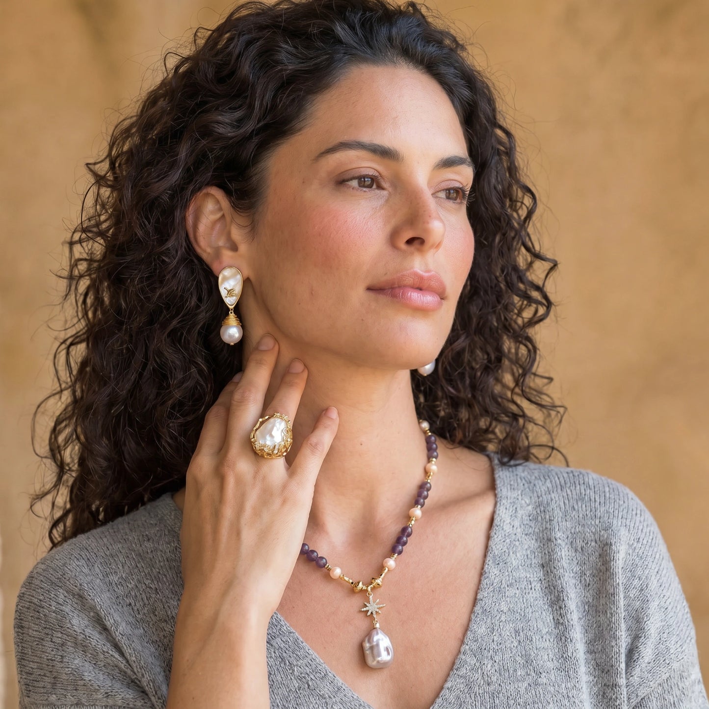 Hemelse Amethist Parel Ketting